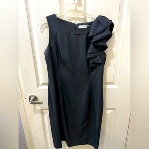 Ruffle Shoulder Calvin Klein Sheath Dress